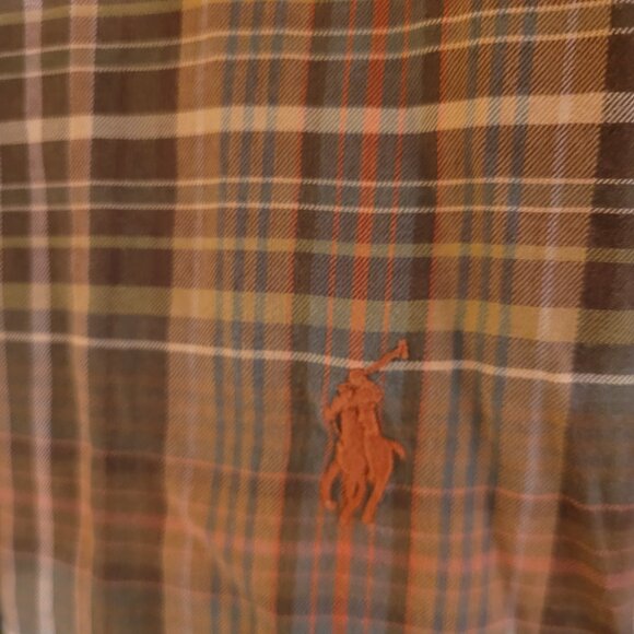 Ralph Lauren Men's Classic Fit Long Sleeve Button Down Plaid Brown Rust 16/Large - Picture 2 of 11